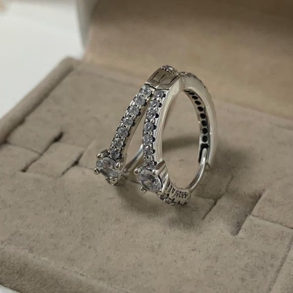 Pandora Sparkling Hoop Earrings - Picture 7 of 7